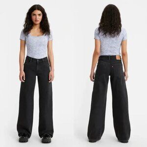LEVI'S '94 Baggy Wide Leg Jeans Womens 28 Black High Rise Retro Denim Relaxed